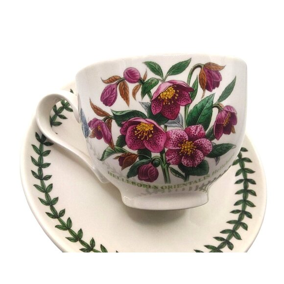 Portmeirion Botanic Garden "December" Teacup & Saucer Set With Purple Hellebore - Picture 9 of 14